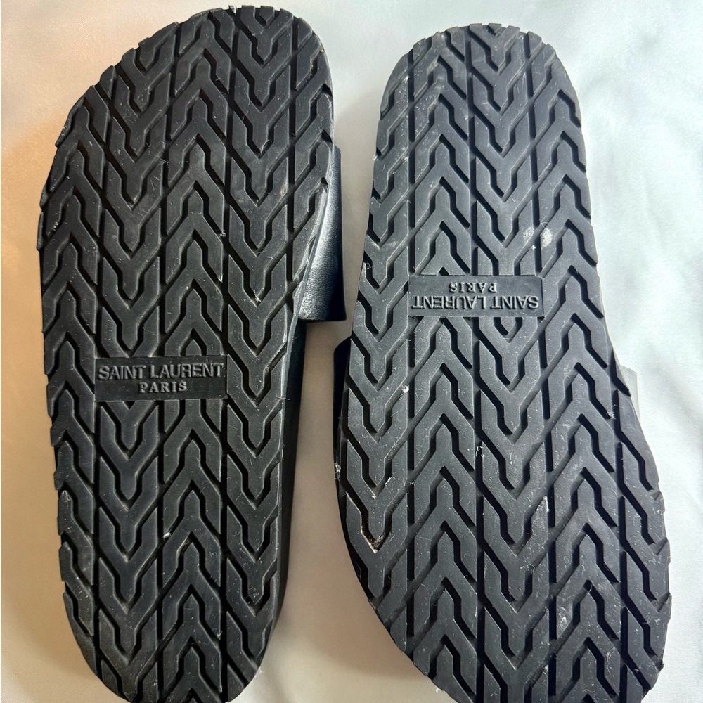 Saint Laurent Paris YSL Black Leather Slides – Size 37 (US 7) - Picture 5 of 7